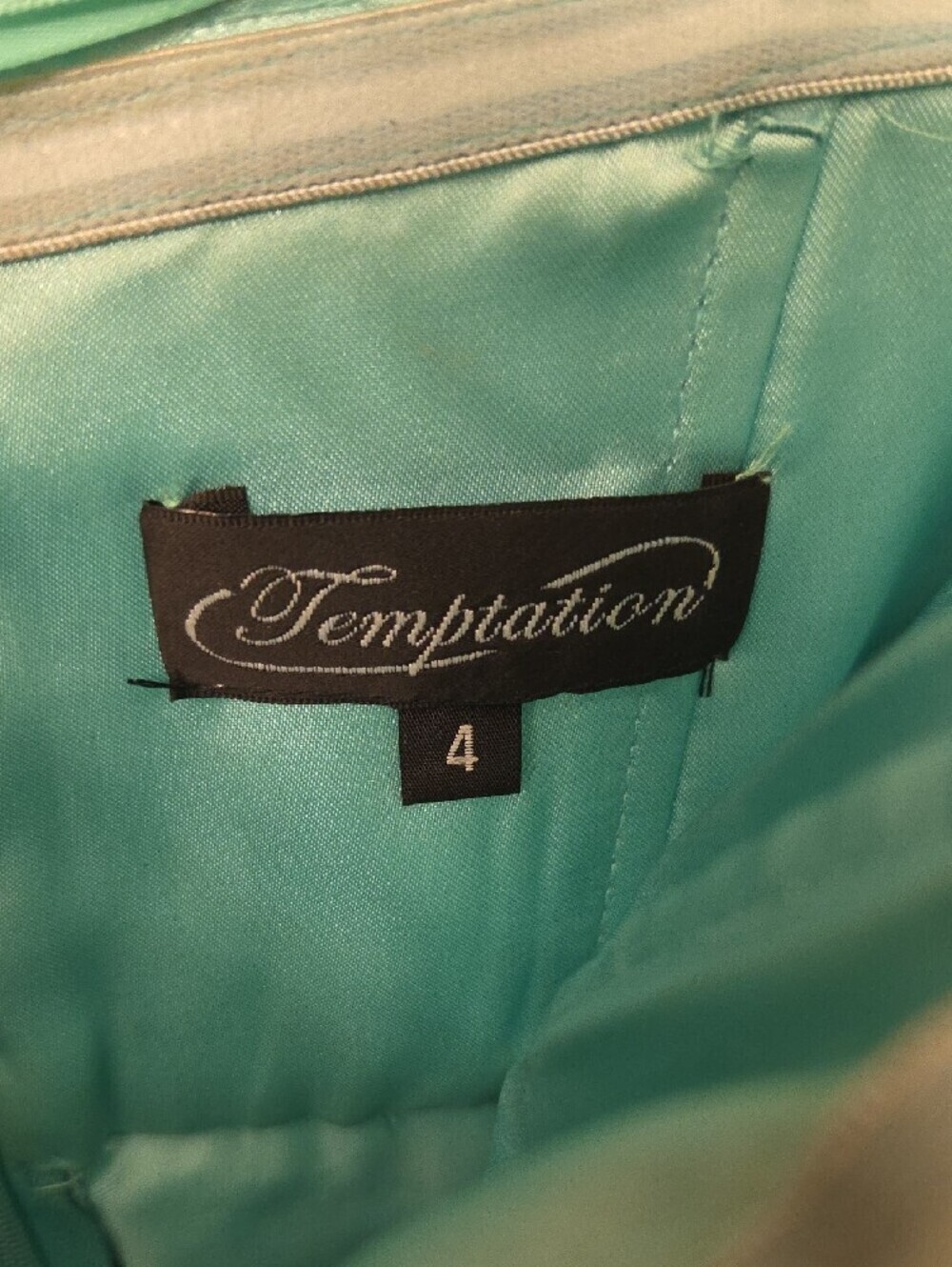 Temptations Turquoise Strapless Beaded Prom Gown - Picture 6 of 6